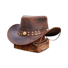 Leather Cowboy hat Worn as Outback hat Western Vintage Australian Hats for Me...