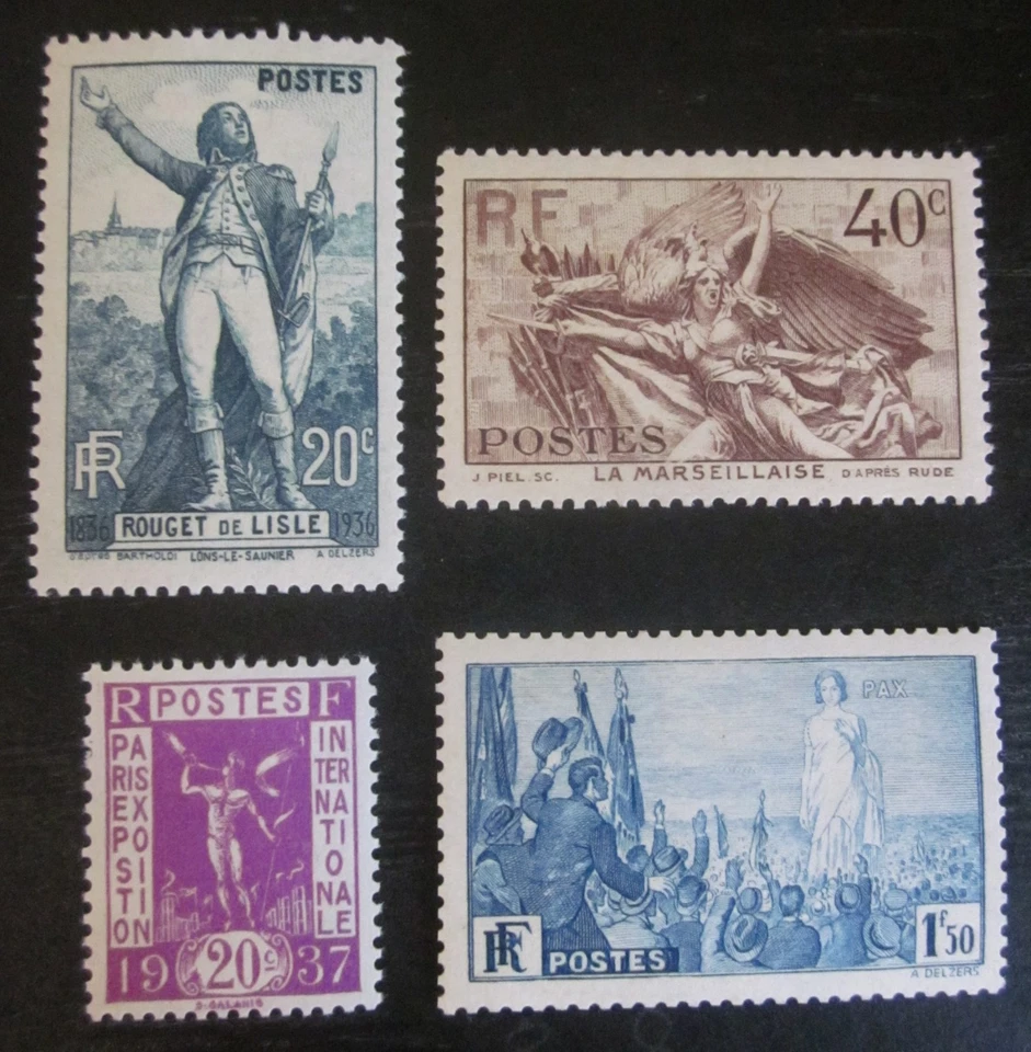 Lot 4 timbres neufs ** 1936 - Voir photos - Bonne cote - Photo 1/2