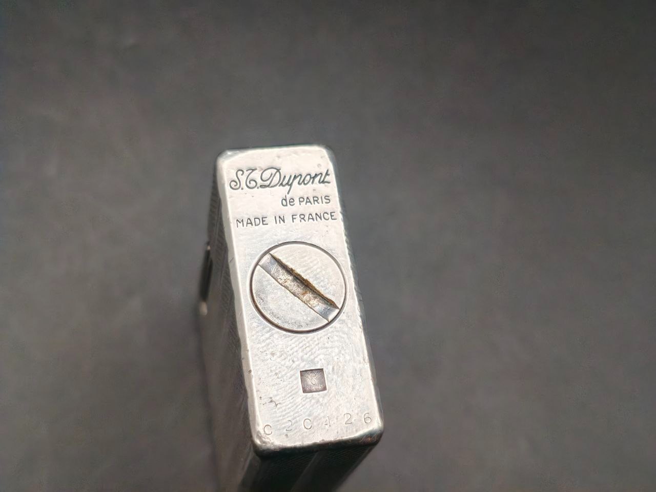 Vintage S.T. Dupont Line 1 Small Lighter – Silver Tone – Classic Pattern – Work