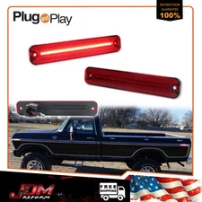 For Ford F TRUCK BRONCO ECONOLINE Red Lens Full LED Rear Side Marker Lights 2PCS