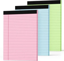 Legal Pads 8.5 x 11 Colored Note Pads 8.5 x 11, 3 Pack Notepads 8.5 x 11, Pink N