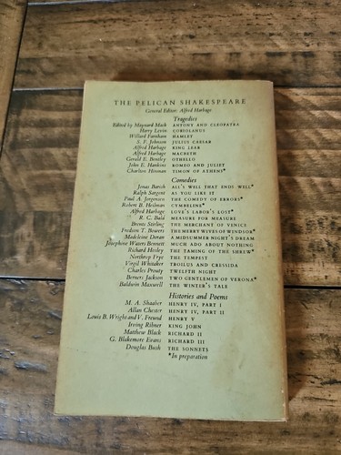VINTAGE King Lear Shakespeare The Pelican Shakespeare 1958 Edition Penguin Books - Picture 2 of 9