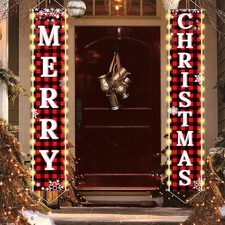 Ivenf Christmas Decorations Outdoor Yard, Outside Front Porch Sign Red Black