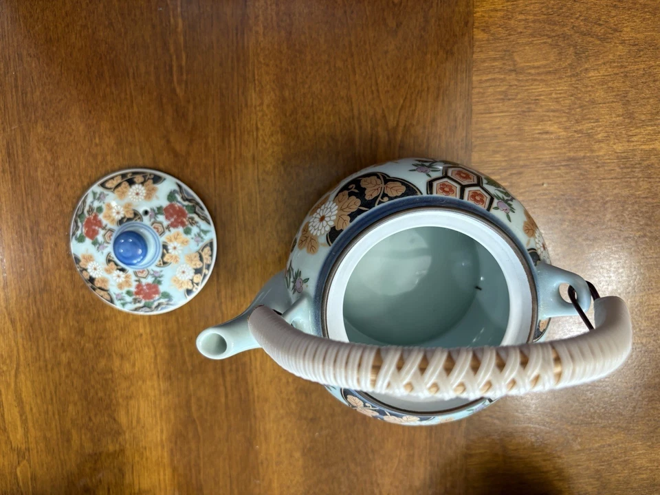 Made In Japan Traditional Kyuso Set Hasami Wale Flower 1 Pot 5 Cups Gifts Asian - Image 4 of 4