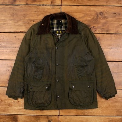 Barbour Bedale Wachsjacke C38 M Herren 00s grün oliv Full Zip gefüttert Country Uk