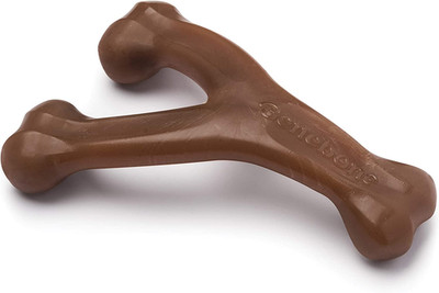 Wishbone Durable Dog Chew Toy for Aggressive Chewers, Real Bacon, Made in USA, M