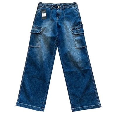 True Religion Cargo SN Straight Carpenter Jeans Med Wintry Wash 600876 Mens 28