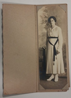 Antique Studio Portrait Woman Button Shoes Full Length Owatonna MN Folder Photo