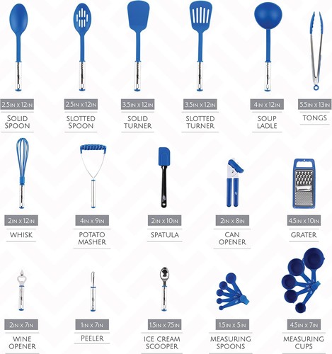 Kitchen Utensils Set, Cooking Utensil Set Gadgets, Pots and Pans Blue - Picture 2 of 7