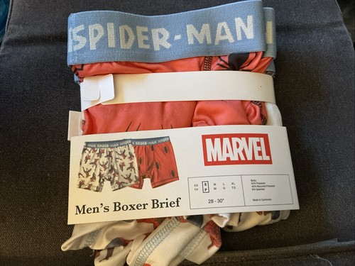 NIP Mens Bioworld Spiderman Marvel (2) Pack Boxer Briefs Underwear Small 28-30