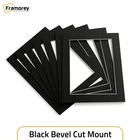 Blck Bevel Cut Mount Board For Picture Photo Frame Custom Sizes - Pack of 4