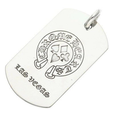 AUTH CHROME HEARTS D TAG LRG LTD LARGE DOG TAG NECKLACE STERLING SILVER 925 F/S