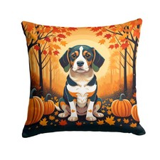 Beagle Falling Autumn Leaves Throw Pillow