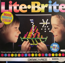 Lite Brite Bigger Brighter Screen 214 Piece Fun Toy New in Box 