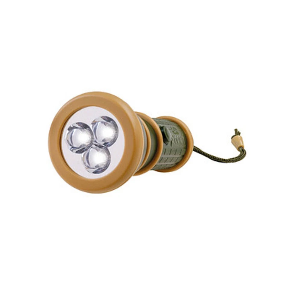 Happy People Scout Taschenlampe 3 LED gummiert grün/beige Ø3,5cm