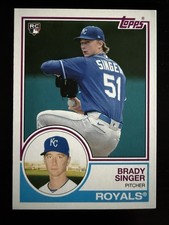 2021 Topps Archives Baseball BRADY SINGER 1983 Topps Rookie Card RC #174 Royals. rookie card picture