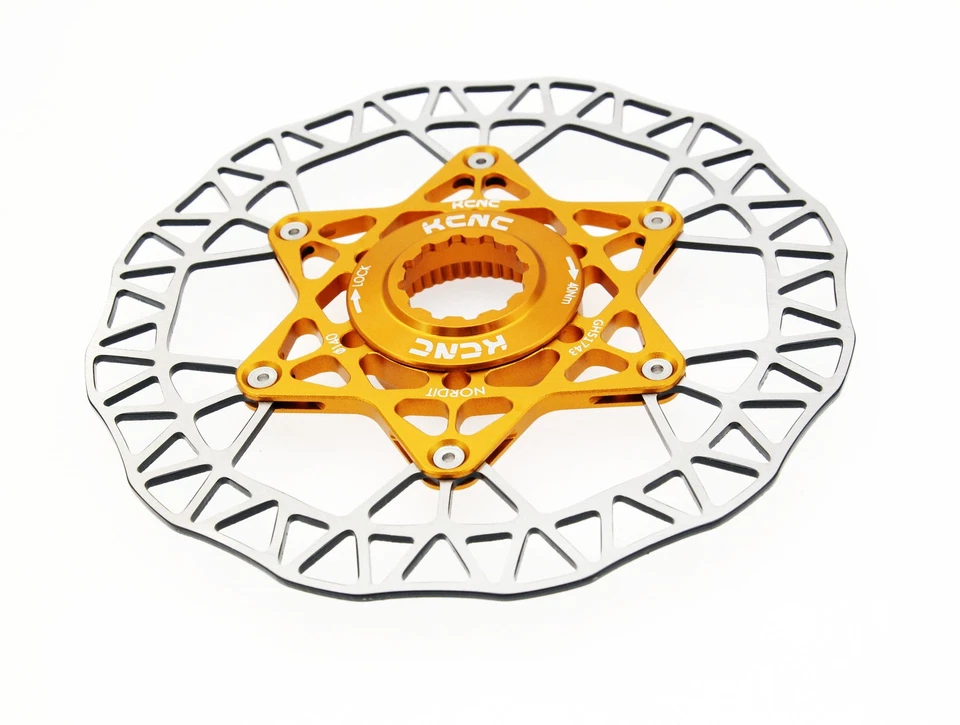 KCNC Nordit Road Cyclocross Cycle Disc Brake Center-Lock Rotor 140mm 5.5" Gold - Image 3 of 4