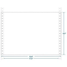 12" x 8-1/2" (W x H) Continuous 18# Computer Paper, Blank (Carton of 2800)