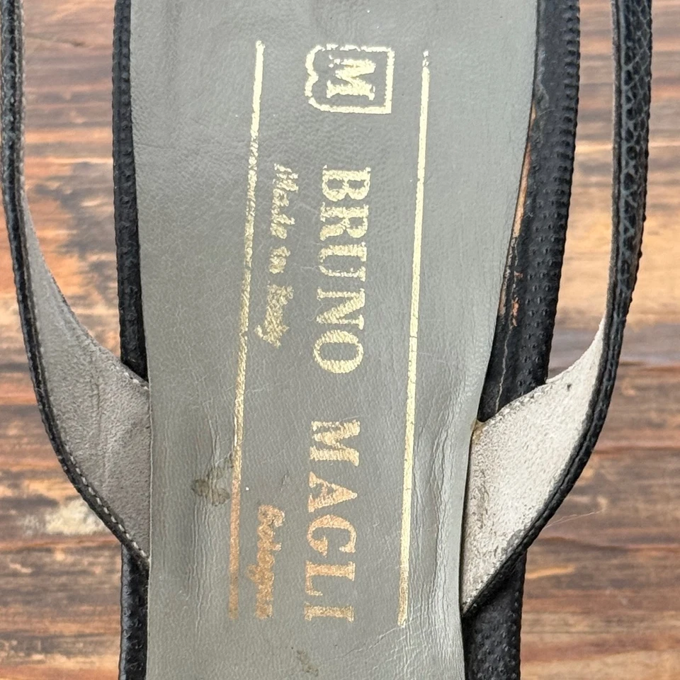 Zapatos de Tacones Vintage Bruno Magli Cuero Serpiente Punta abierta Hechos en Italia Foto 3 de 4