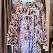 Lanz of Salzburg Vintage Cotton Nightgown Lace Hearts Size 2X Blue  Red NWTS 