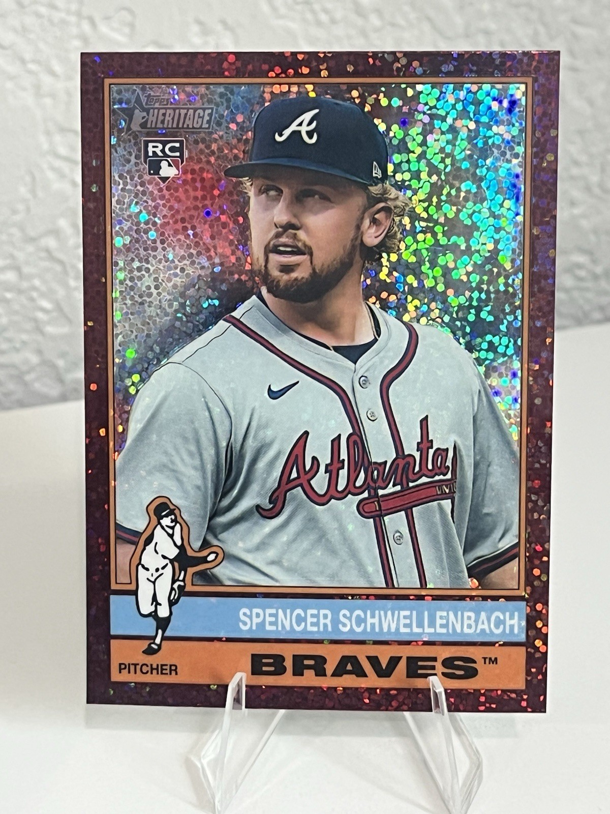 2025 Topps Heritage - Spencer Schwellenbach #58 Chrome Burgundy Sparkle