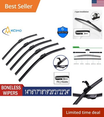 Car Windshield Wiper U Type Soft Rubber Boneless Wipers HD Quiet Durable