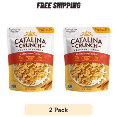 2 Pack Catalina Crunch Cinnamon Toast Cereal - Low Carb Protein - 9oz Each - NEW