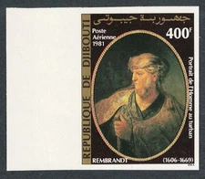 Rembrandt 'Portrait of a man in Turban' imperf Margin Djibouti 1981 MNH