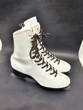 Vintage Aerflyte White Leather Ice Skates Women's Size 9