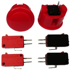 4 x Mikroschalter / Microswitch & 2 x Button C64 Amiga Competition Pro Rot
