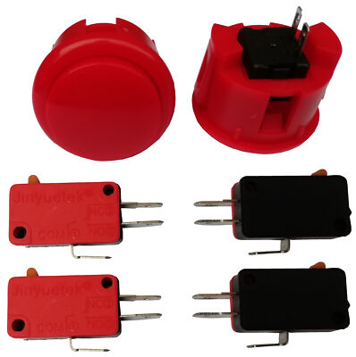 4 x Mikroschalter / Microswitch & 2 x Button C64 Amiga Competition Pro Rot