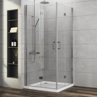Duschkabine Eckeinstieg Duschabtrennung Falttür Dusche Duschtür 90x90 90x75cm