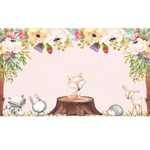 7x5ft Vinyl Woodland Baby Shower Backdrops Flower Animal Birthday 7x5ft Vinyl Woodland Baby Shower Backdrops Flower Animal Birthday