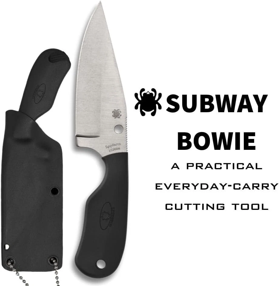 Navaja de bolsillo Spyderco Subway Bowie borde liso 2,8" hoja fija FB48PBK Foto 2 de 4