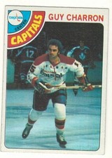 1978-79 TOPPS # 22 GUY CHARRON CAPITALS HOCKEY CARD - NICE AND NO CREASES !!!