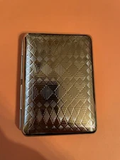 Art Deco Silver Harlequin Diamond 2-Band I.D. Case Business Credit Card Holder