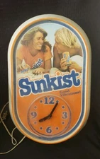 Vintage SUNKIST Soda Good Vibrations Wall Clock Advertisement 19" Tall