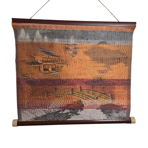 Traditioneller japanischer gewebter Seidenteppich Wanddekor Japan 10" x 12" - Bild 6 von 8