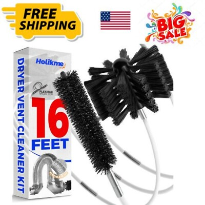 #ad Dryer Vent Cleaner Kit Lint Brush Drill Attachment Duct Cleaning Tool Snake 16FT $20.95