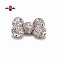 Silver Plated Micro Pave Clear Zircon Ball Size 6mm 8mm 10mm 12mm Sold per Piece