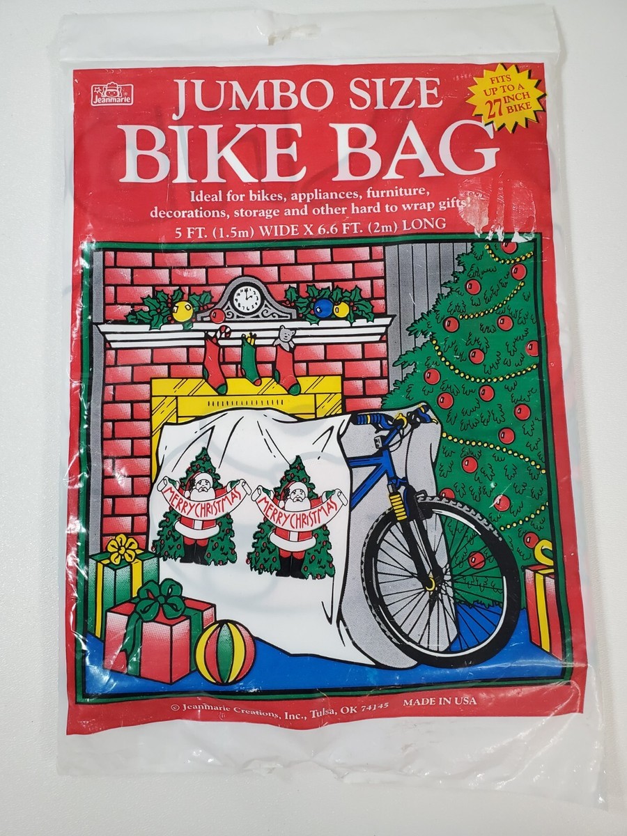 Vintage Jumbo Merry Christmas Santa Claus Bike Bicycle Gift Bag