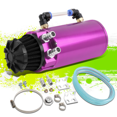 PURPLE CAR RACING ENGINE OIL CATCH TANK RESERVOIR CAN W/BREATHER FILTER BAFFLED
