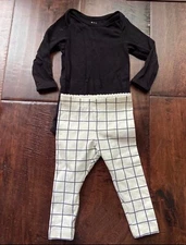 Kyte baby black bamboo organic Longsleeve tea collection windowpane leggings 3-6