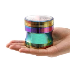 Herb Grinder 4 Pieces Zinc Alloy Cube Game 2.5 Inch (Rainbow)