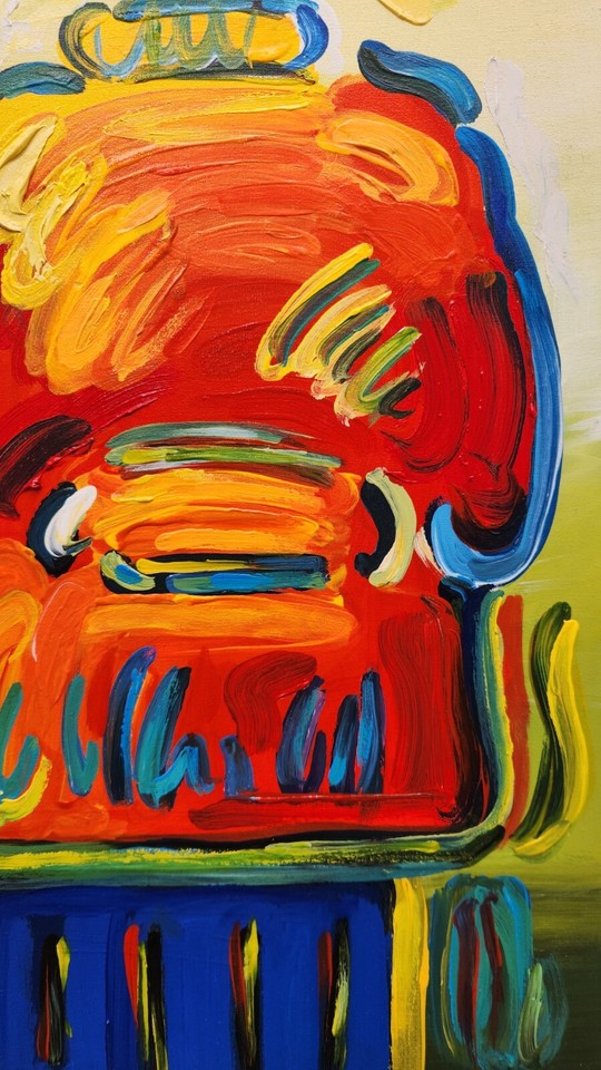 PETER MAX 28x20in Painting on canvas (Umbrella Man) signed & stamped