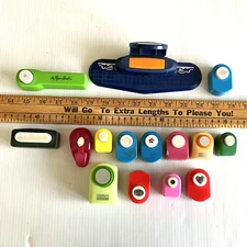 Lot Of 15 Mini Paper Punches Levered Paper Shapers