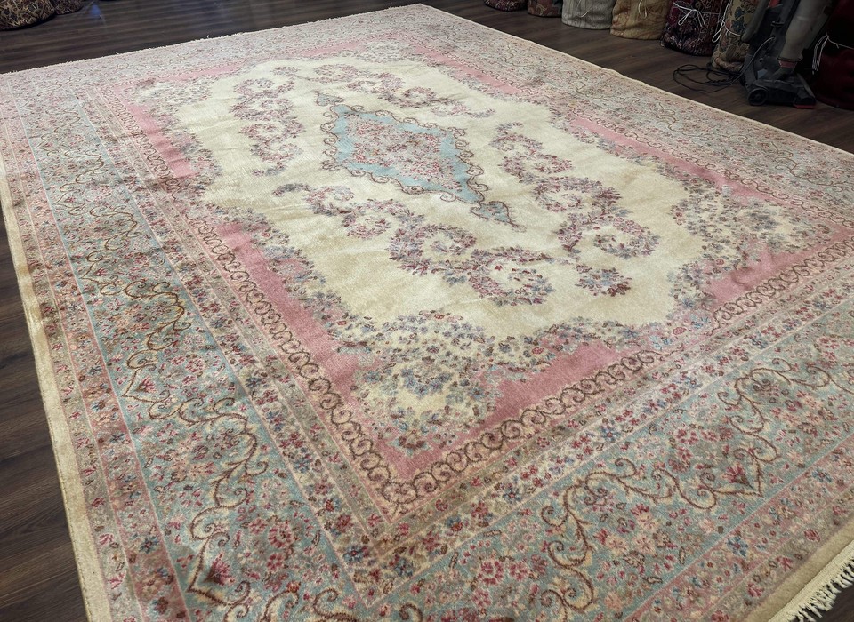 10x14 Karastan Kirman Rug #784 Pastel Ivory Kirman Medallion Wool 700 ...