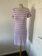 Joules Rivierablue Pink Striped Short Sleeve T Shirt Dress Size Uk 6