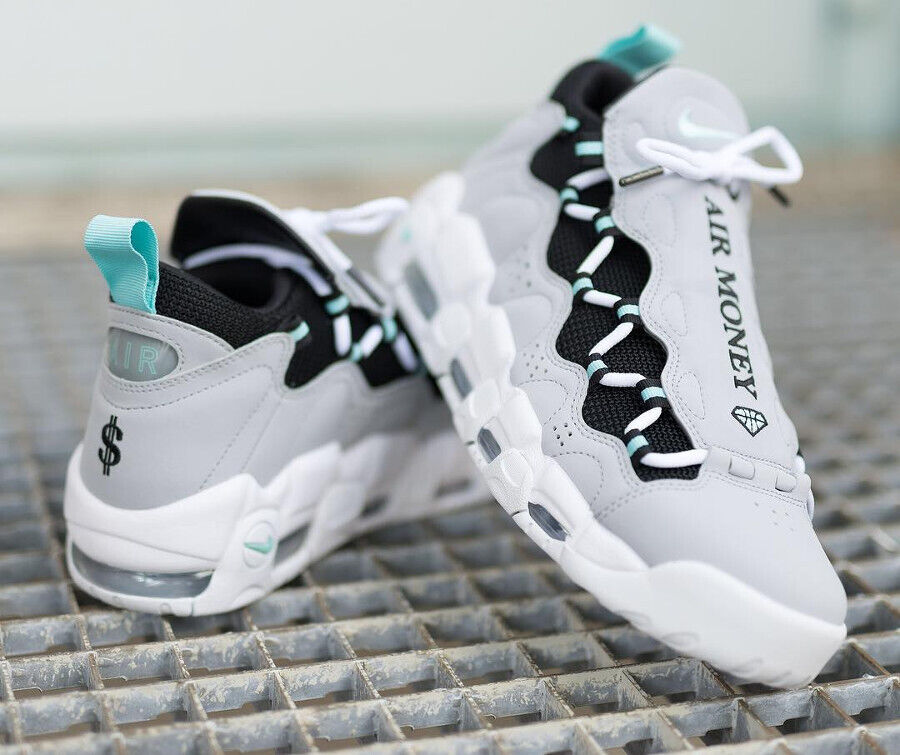 Nike Air More Money AJ2998 003 Wolf Grey/ Island Green Men's Nike Air More Money AJ2998 003 Wolf Grey/ Island Green Men's