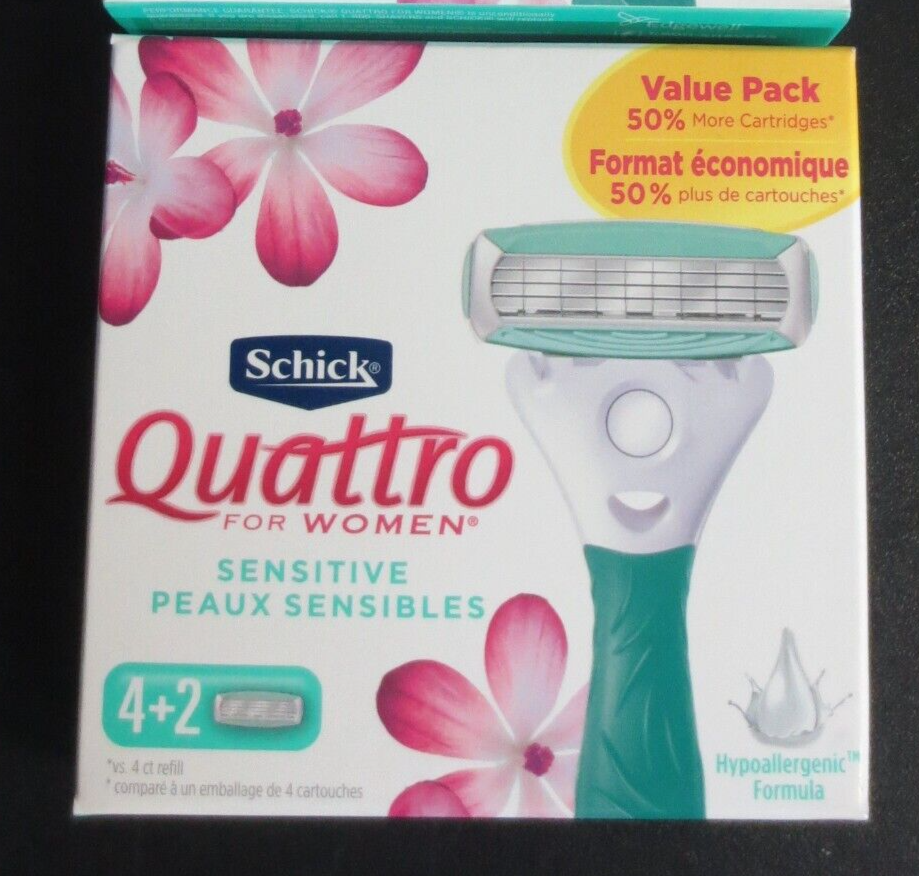 Schick Quattro Sensitive Razor Blade Refills for Women 6 CARTRIDGES